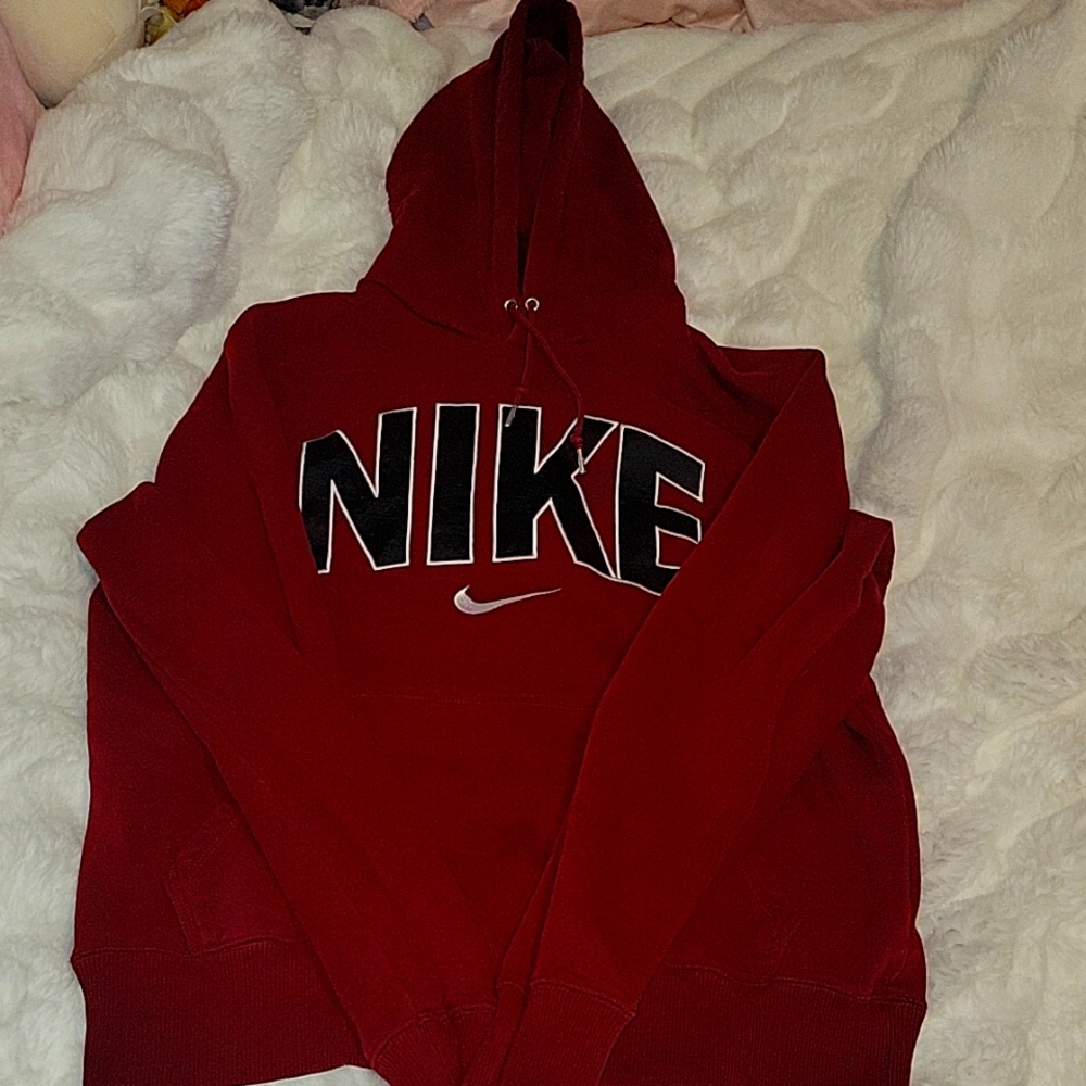 Vintage 00s Cotton Maroon Nike Hoodie Size L